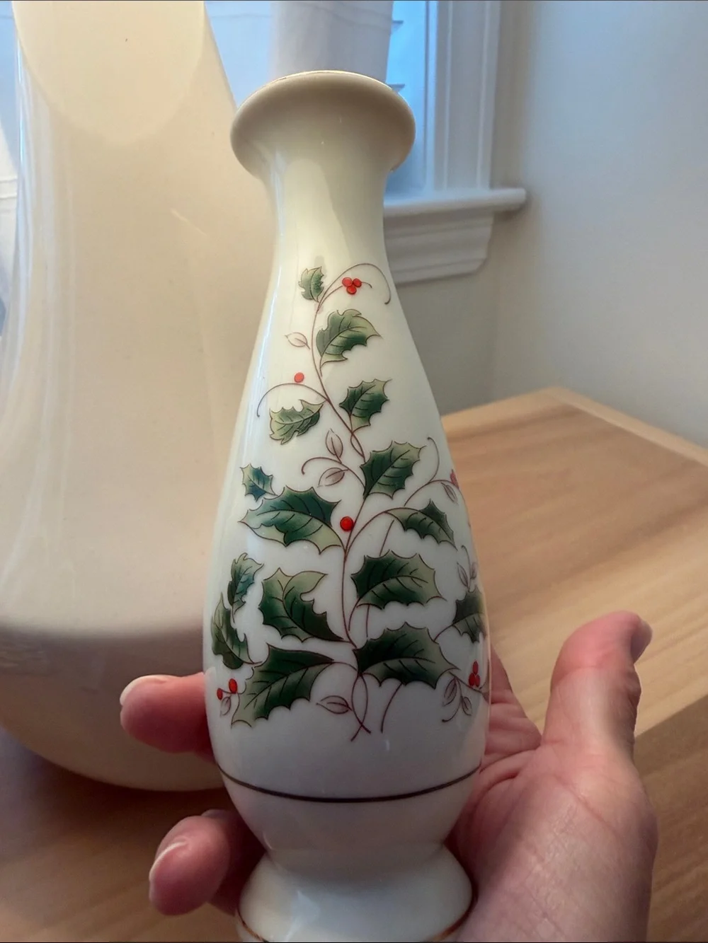 Vintage Christmas Bud Vase Japan Holly and Berries